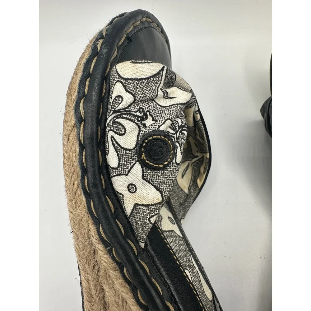 Born Womens‎ Black Floral Wedge Espadrille Sandals Size 8